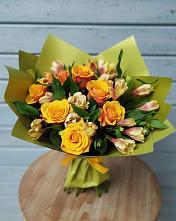 Букет цветов из:  Альстромерии и Розы в Пригородный Оренбургский район