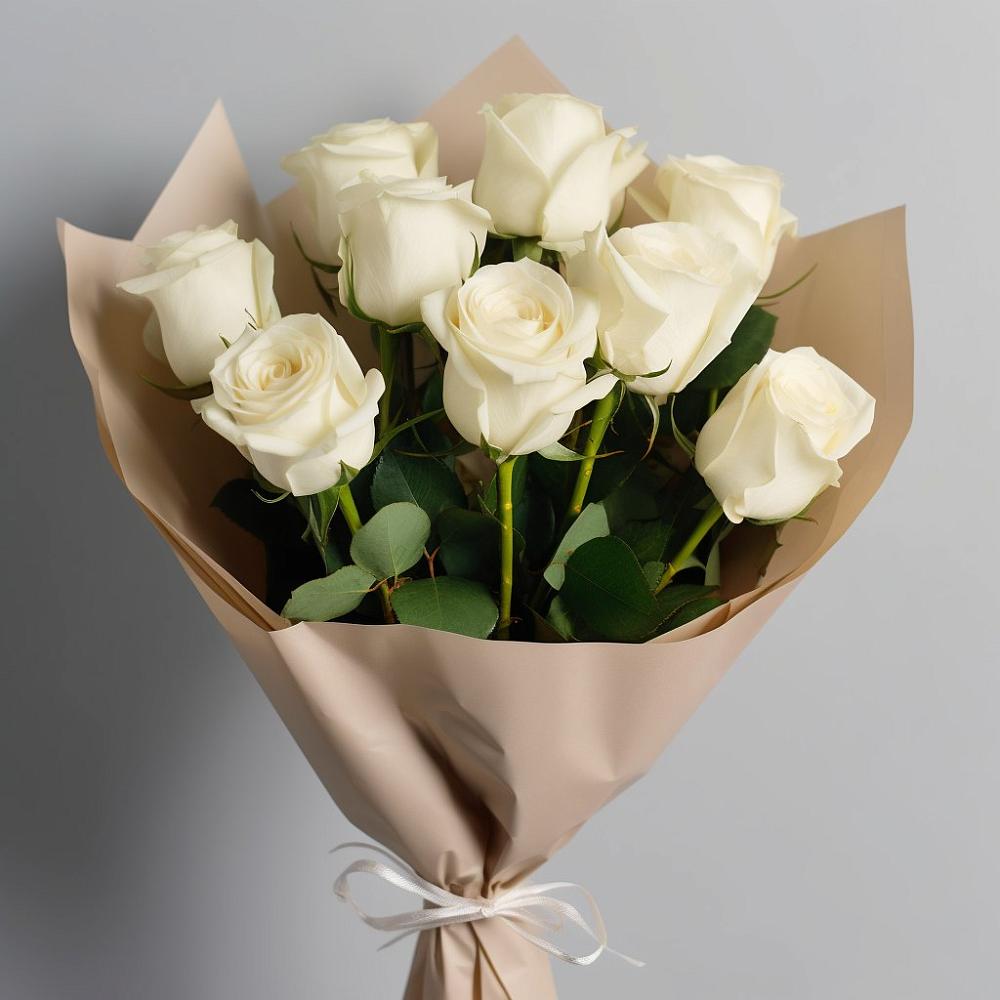 Букет 9 Белых роз Эдлесс Лав в Пригородный Оренбургский район