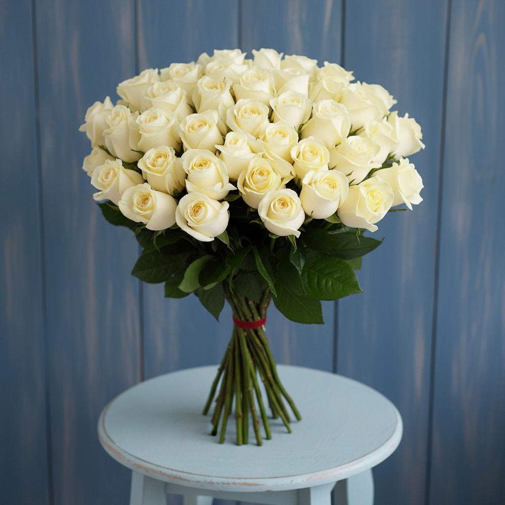Букет 51 Белая роза Эдлесс Лав в Пригородный Оренбургский район