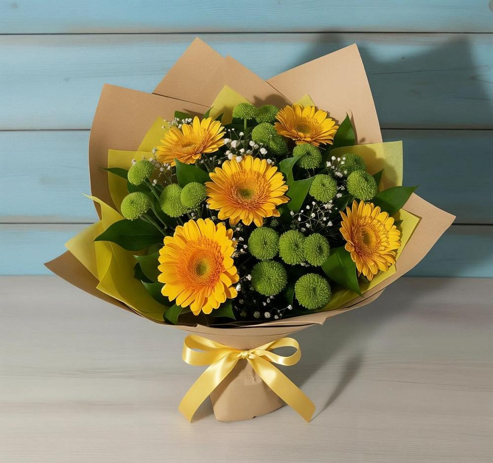 Букет цветов из: Герберы и Хризантемы в Пригородный Оренбургский район