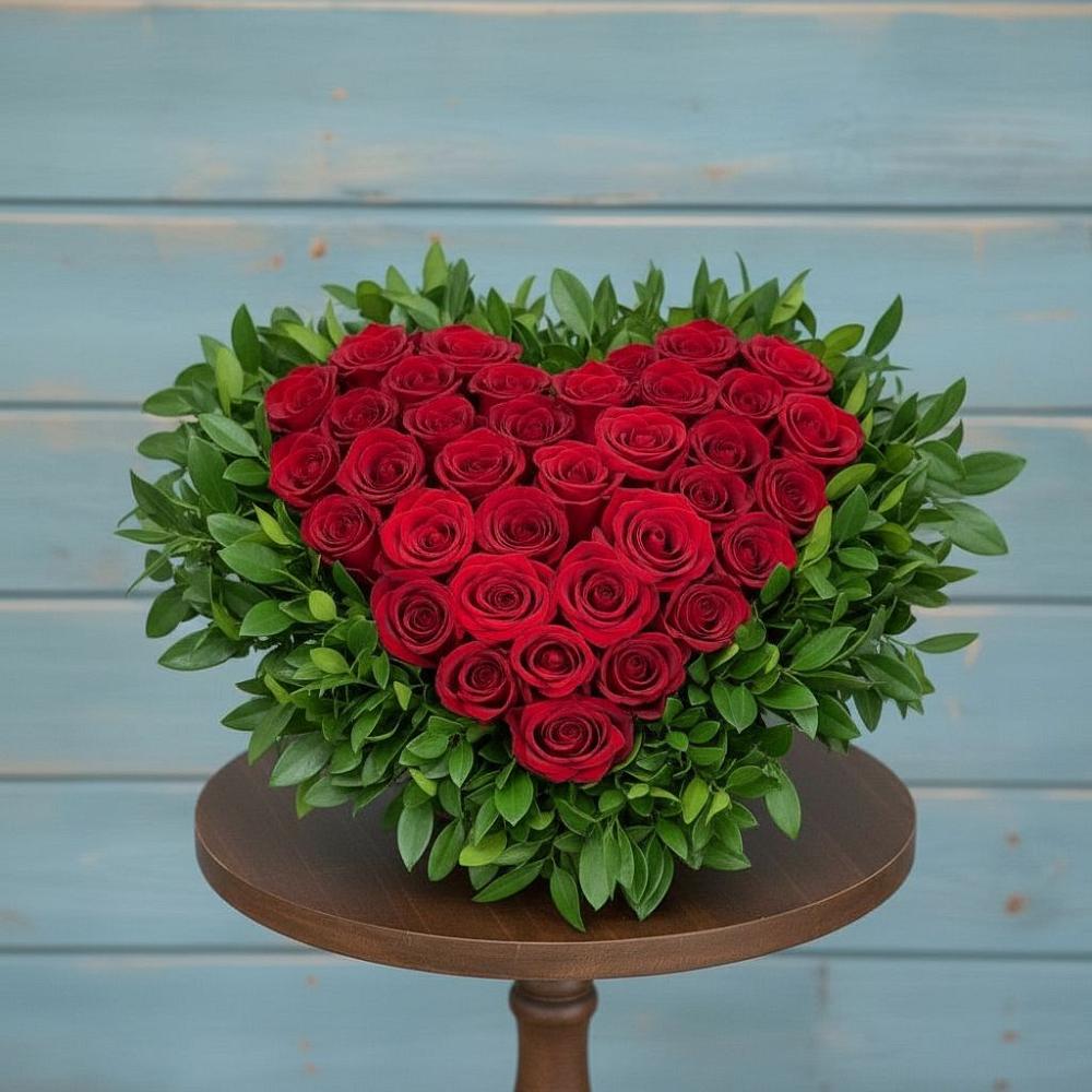 Цветочная композиция из Розы в виде сердца в Пригородный Оренбургский район