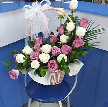 Цветочная композиция из Розы в корзине #REPLACE_PRED# Пригородный Оренбургский район