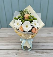 Букет цветов из:  Герберы, Розы и Хризантемы в Пригородный Оренбургский район