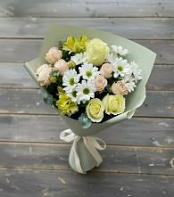 Букет цветов из:  Альстромерии, Розы и Хризантемы в Пригородный Оренбургский район