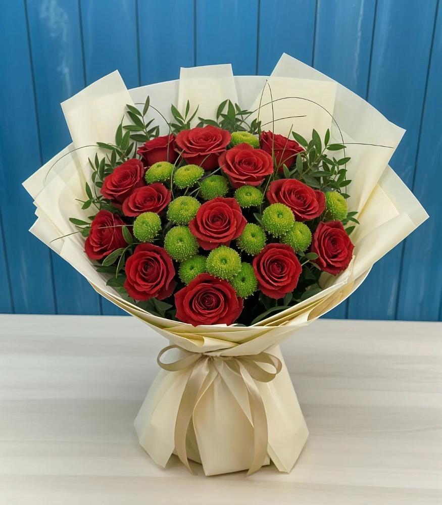 Букет цветов из: Розы и Хризантемы в Пригородный Оренбургский район