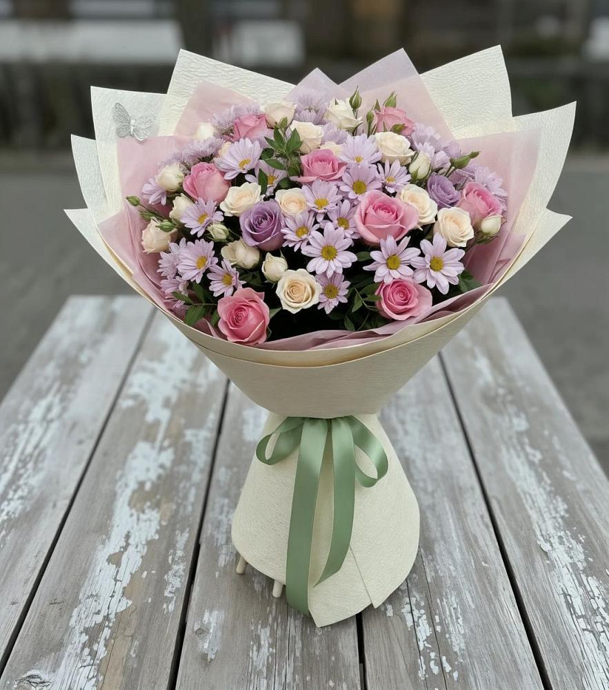 Букет цветов из: Розы и Хризантемы в Пригородный Оренбургский район